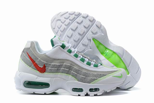 Nike Air Max 95 Men's Shoes White Grey Green Red-94 - Click Image to Close